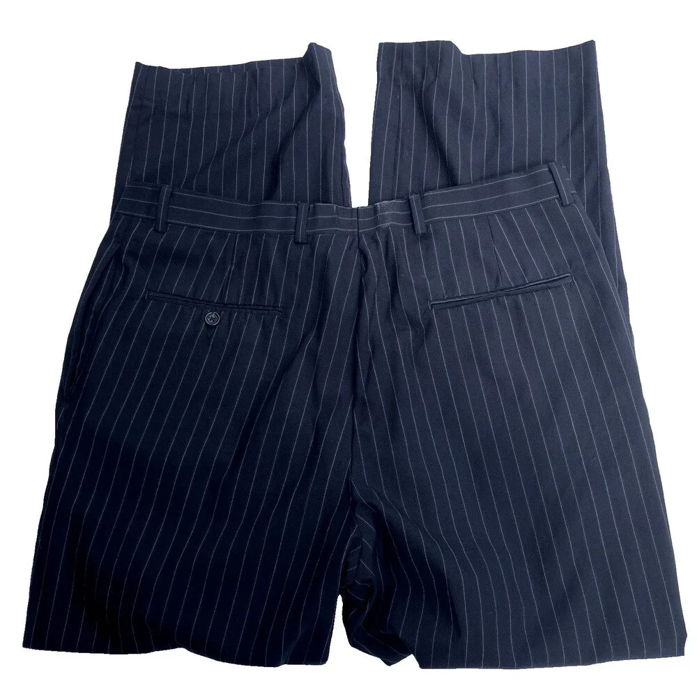 Austin Reed London Suit Chalk Stripe Blue 44 Imported Wool USA Dillards Career